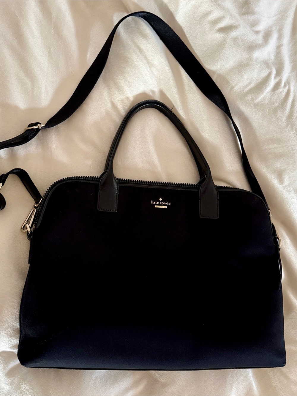 kate spade Black Nylon Satchel with Adjustable Strap, Fit 16” laptop